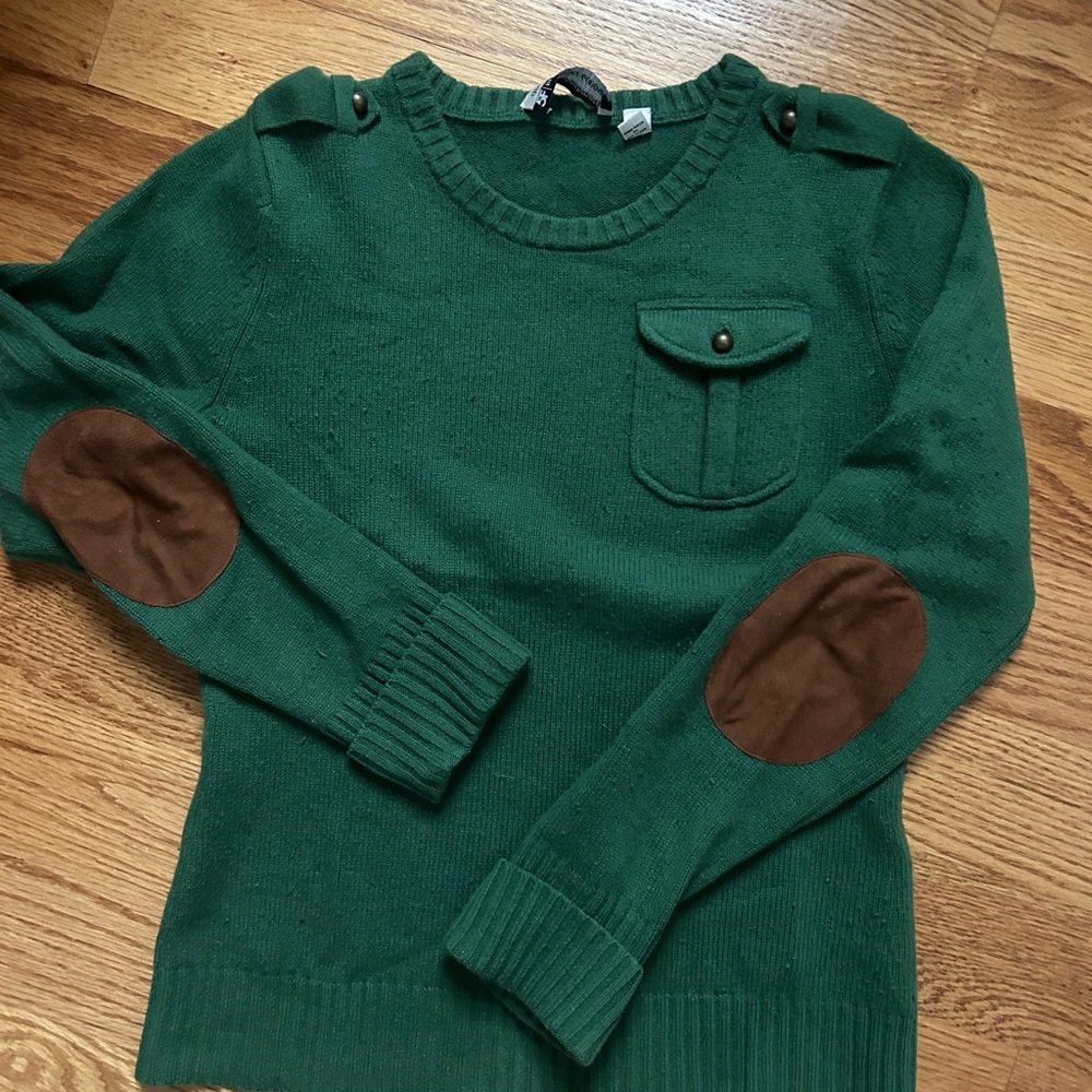 Autumn Cashmere Green Sweater with Patches